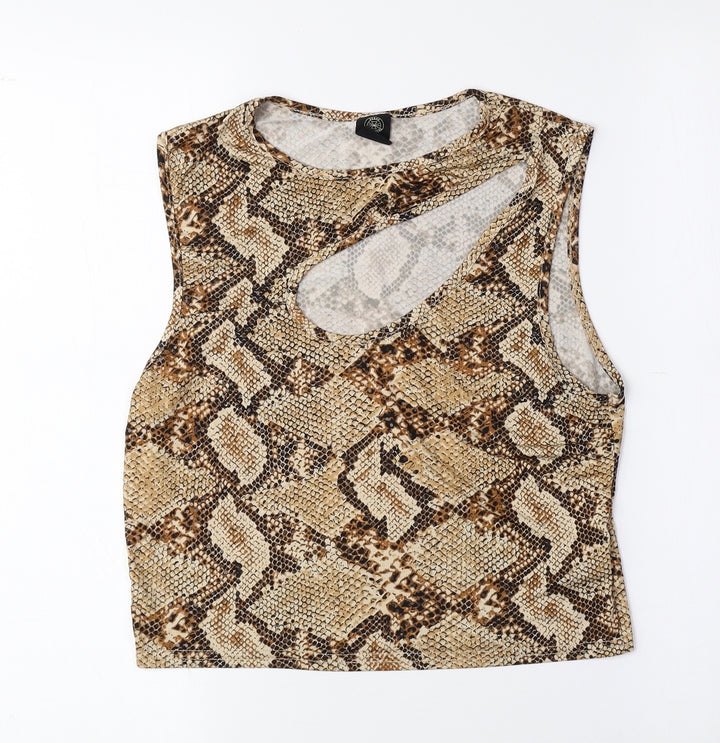 Urban Outfitters Womens Brown Animal Print Polyester Camisole T-Shirt Size L Round Neck - Snake Print