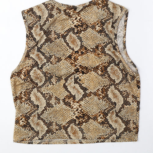 Urban Outfitters Womens Brown Animal Print Polyester Camisole T-Shirt Size L Round Neck - Snake Print