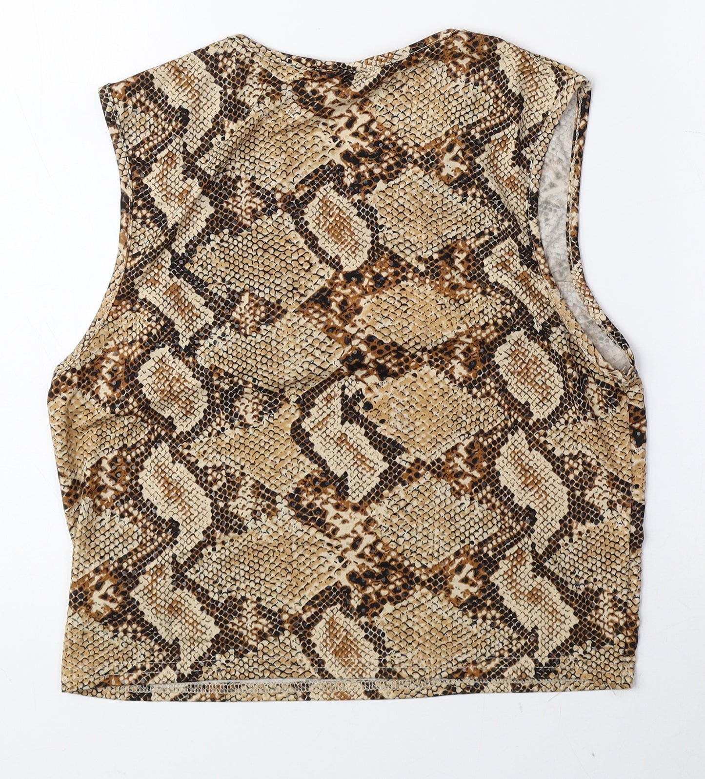 Urban Outfitters Womens Brown Animal Print Polyester Camisole T-Shirt Size L Round Neck - Snake Print