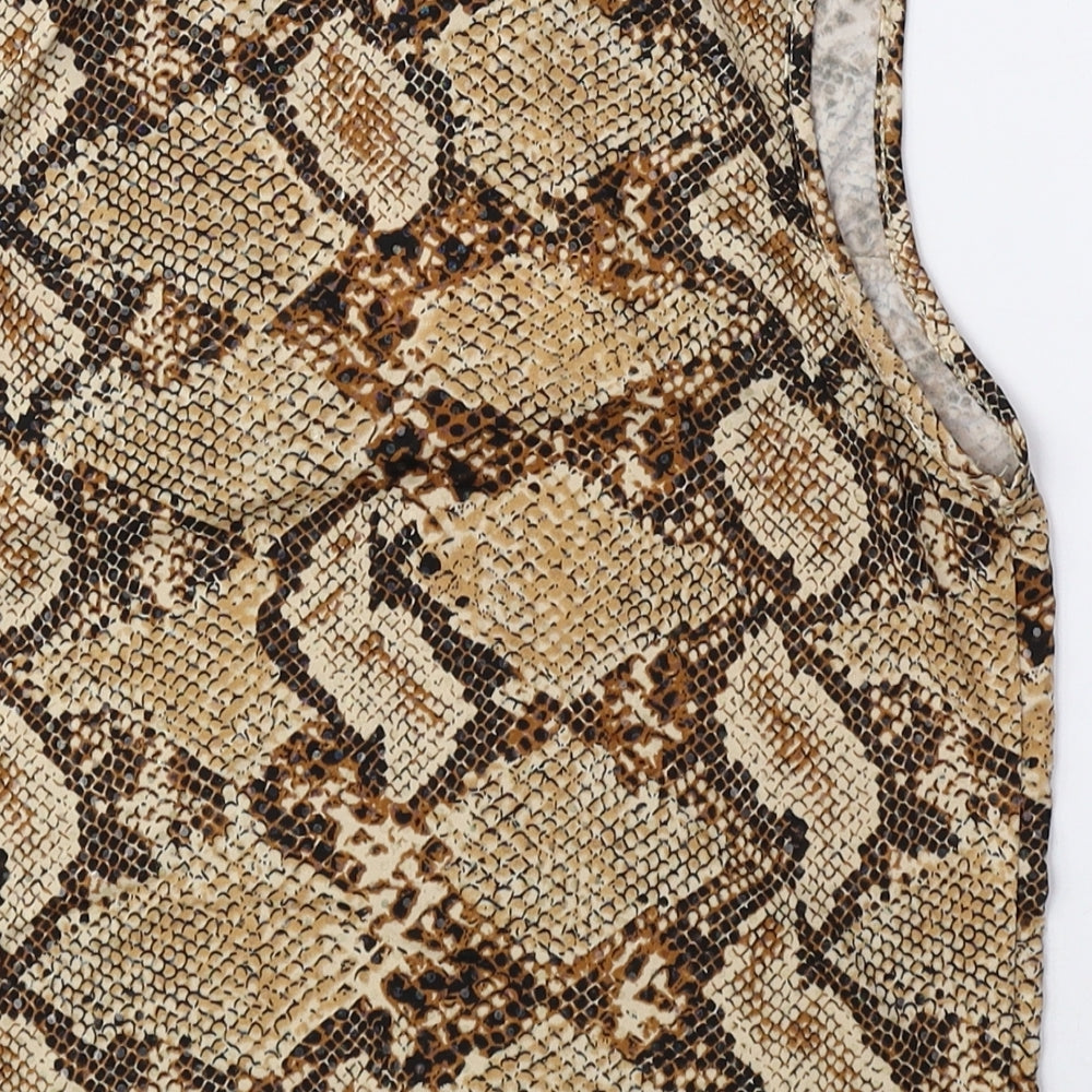 Urban Outfitters Womens Brown Animal Print Polyester Camisole T-Shirt Size L Round Neck - Snake Print
