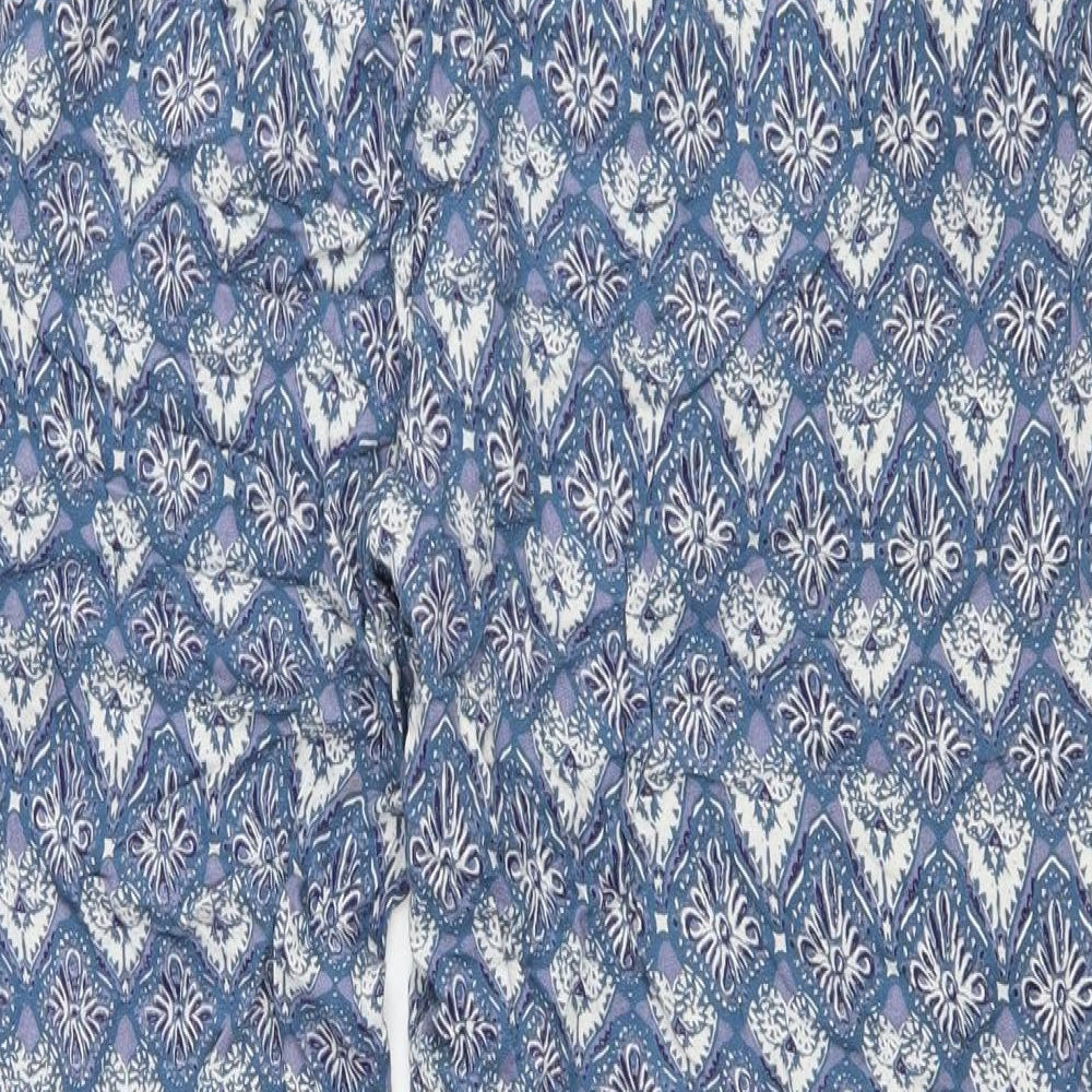 Nomads Womens Blue Geometric Viscose Jogger Trousers Size 14 L27 in Regular Drawstring