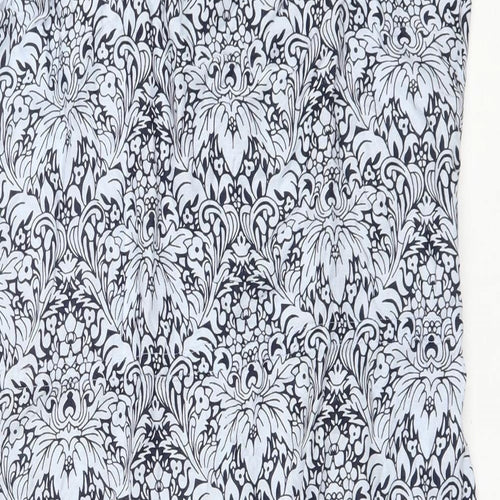 BHS Womens Blue Floral Viscose Tank Dress Size 12 Scoop Neck Drawstring
