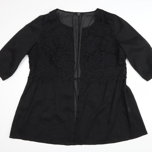 MsShe Womens Black Scoop Neck Polyester Cardigan Jumper Size 6 - Lace detail