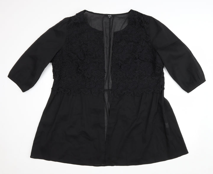 MsShe Womens Black Scoop Neck Polyester Cardigan Jumper Size 6 - Lace detail