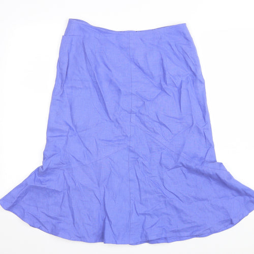 Tina Tailor Womens Purple Linen Trumpet Skirt Size 10 Zip
