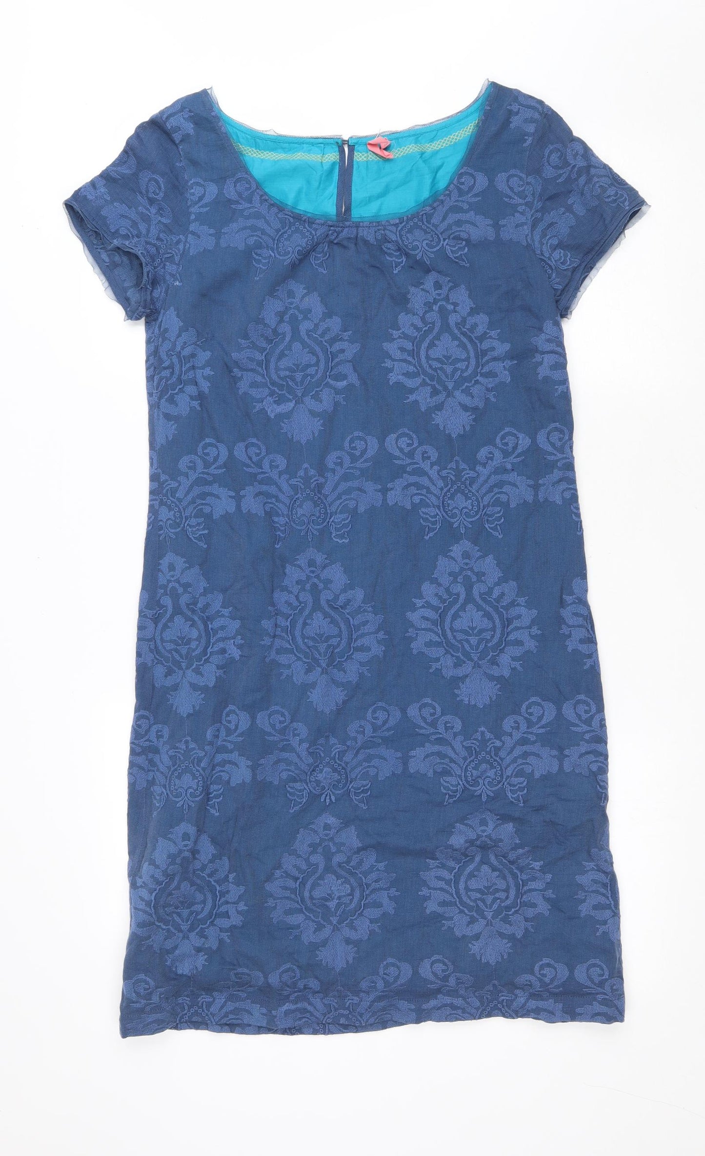 White Stuff Womens Black Geometric Cotton A-Line Size 10 Scoop Neck Zip