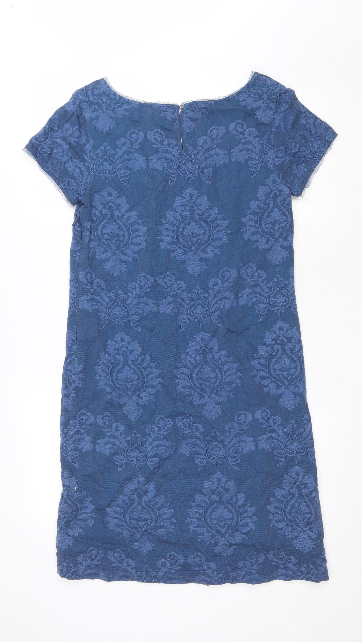 White Stuff Womens Black Geometric Cotton A-Line Size 10 Scoop Neck Zip