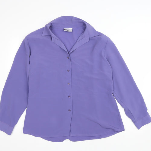 Sara Womens Purple Polyester Basic Button-Up Size 20 Collared
