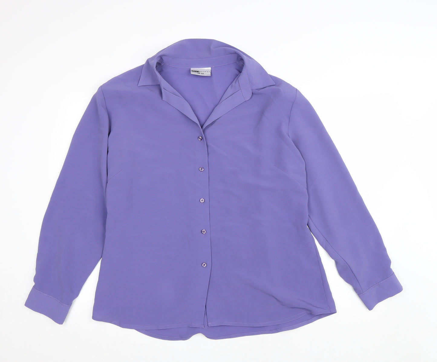 Sara Womens Purple Polyester Basic Button-Up Size 20 Collared