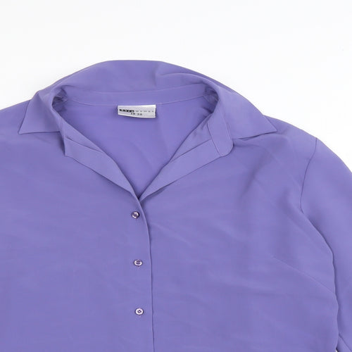 Sara Womens Purple Polyester Basic Button-Up Size 20 Collared