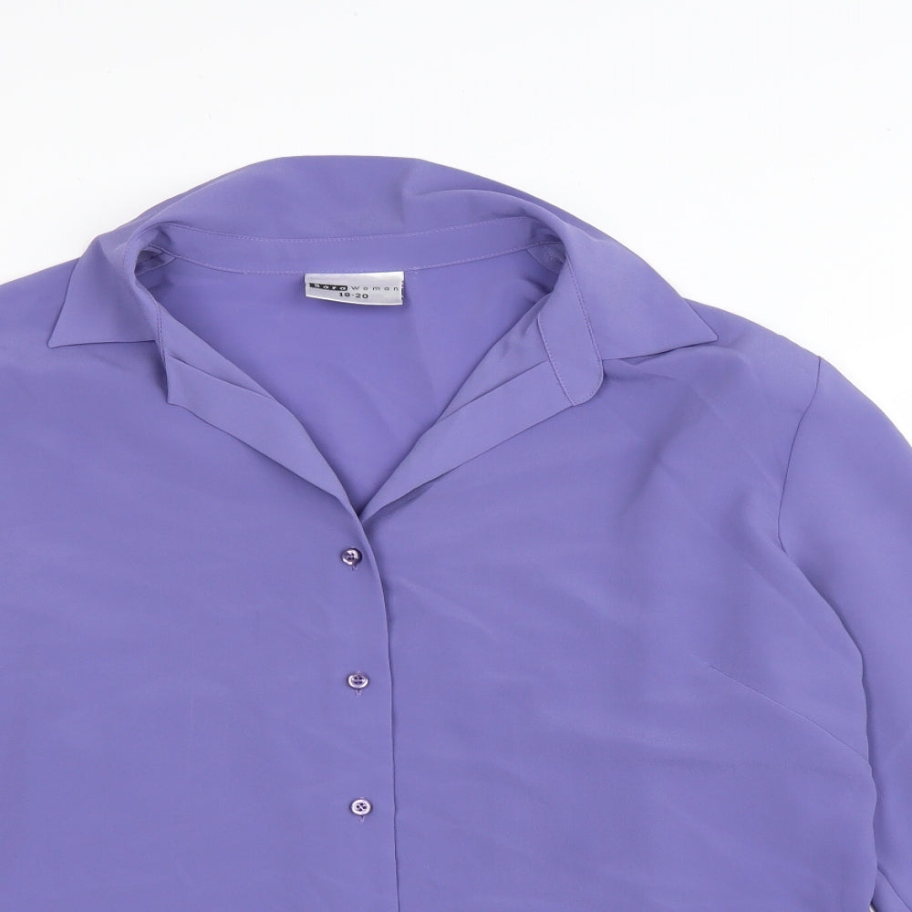 Sara Womens Purple Polyester Basic Button-Up Size 20 Collared