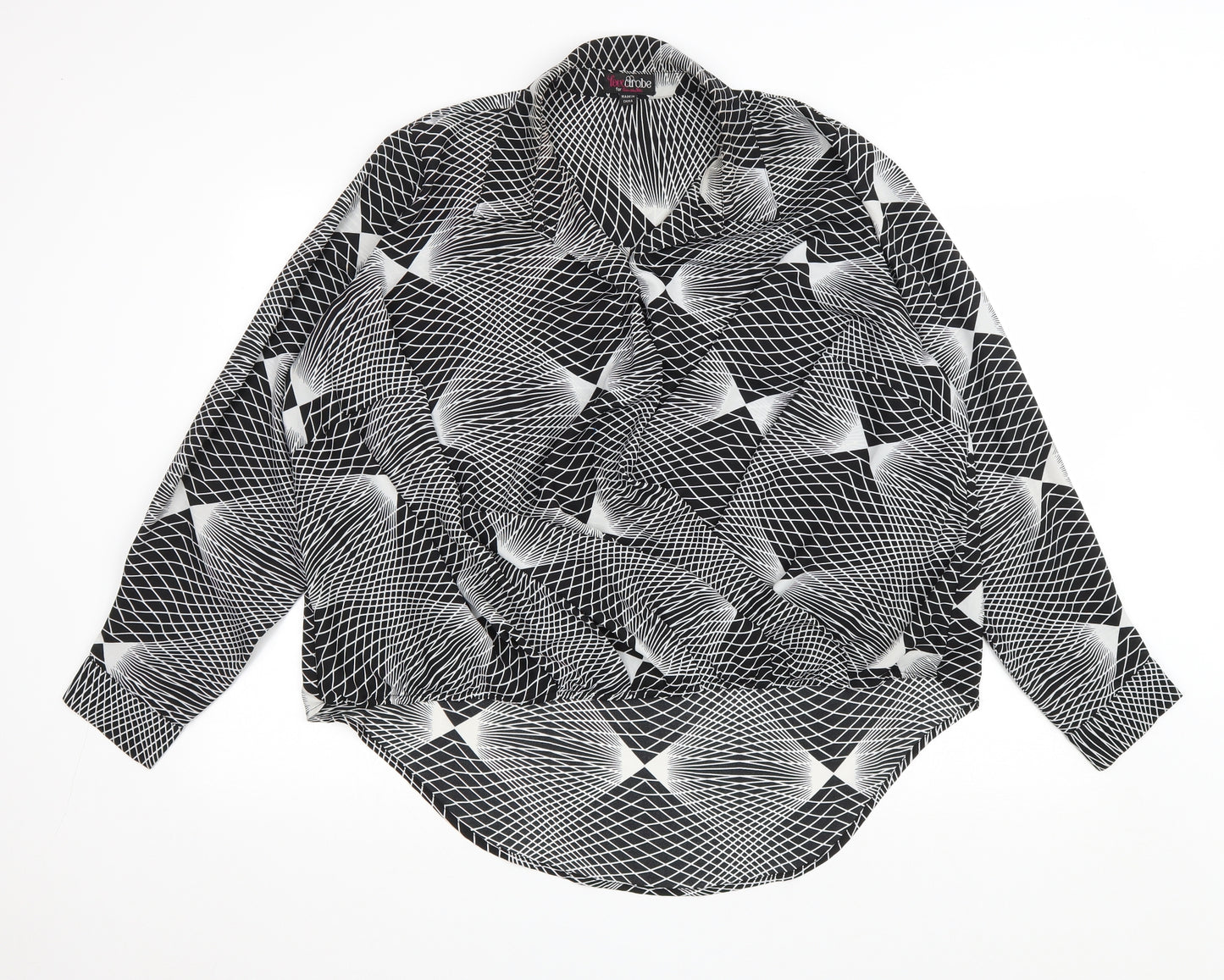 Simply Be Womens Black Geometric Polyester Basic Blouse Size 22 Collared