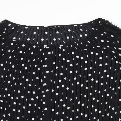 NEXT Womens Black Polka Dot Polyester Basic Blouse Size 10 Boat Neck - Lace detail on arms