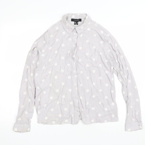 Atmosphere Womens Purple Polka Dot Viscose Basic Button-Up Size 10 Collared
