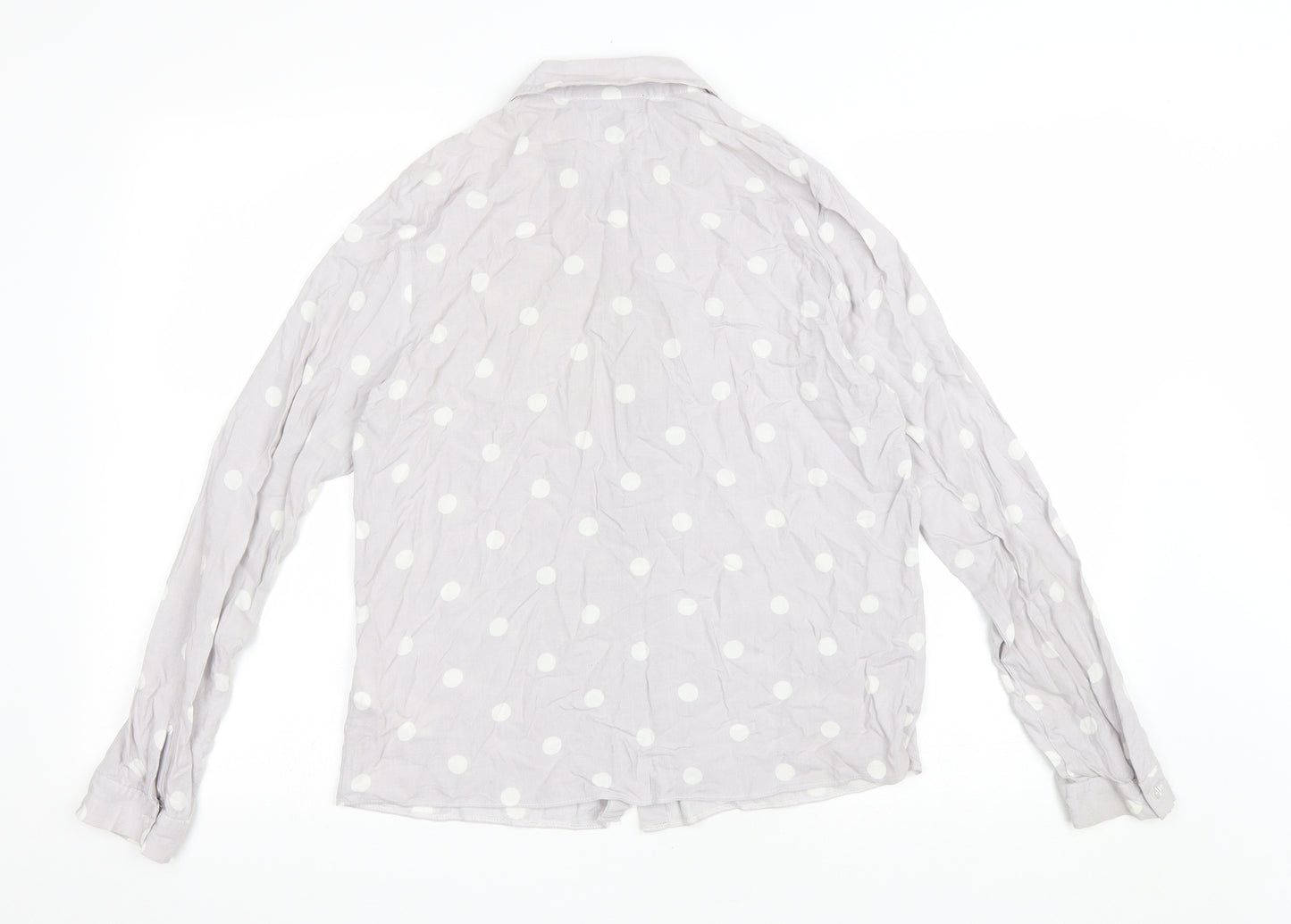 Atmosphere Womens Purple Polka Dot Viscose Basic Button-Up Size 10 Collared
