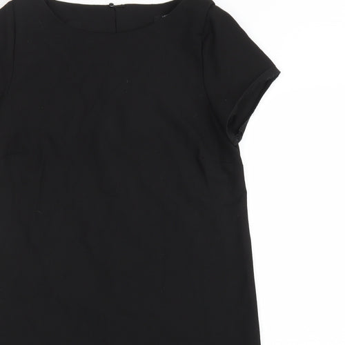 Zara Womens Black Polyester A-Line Size S Boat Neck Button