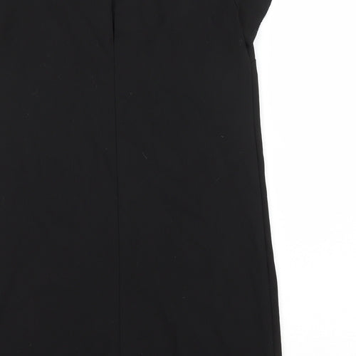 Zara Womens Black Polyester A-Line Size S Boat Neck Button