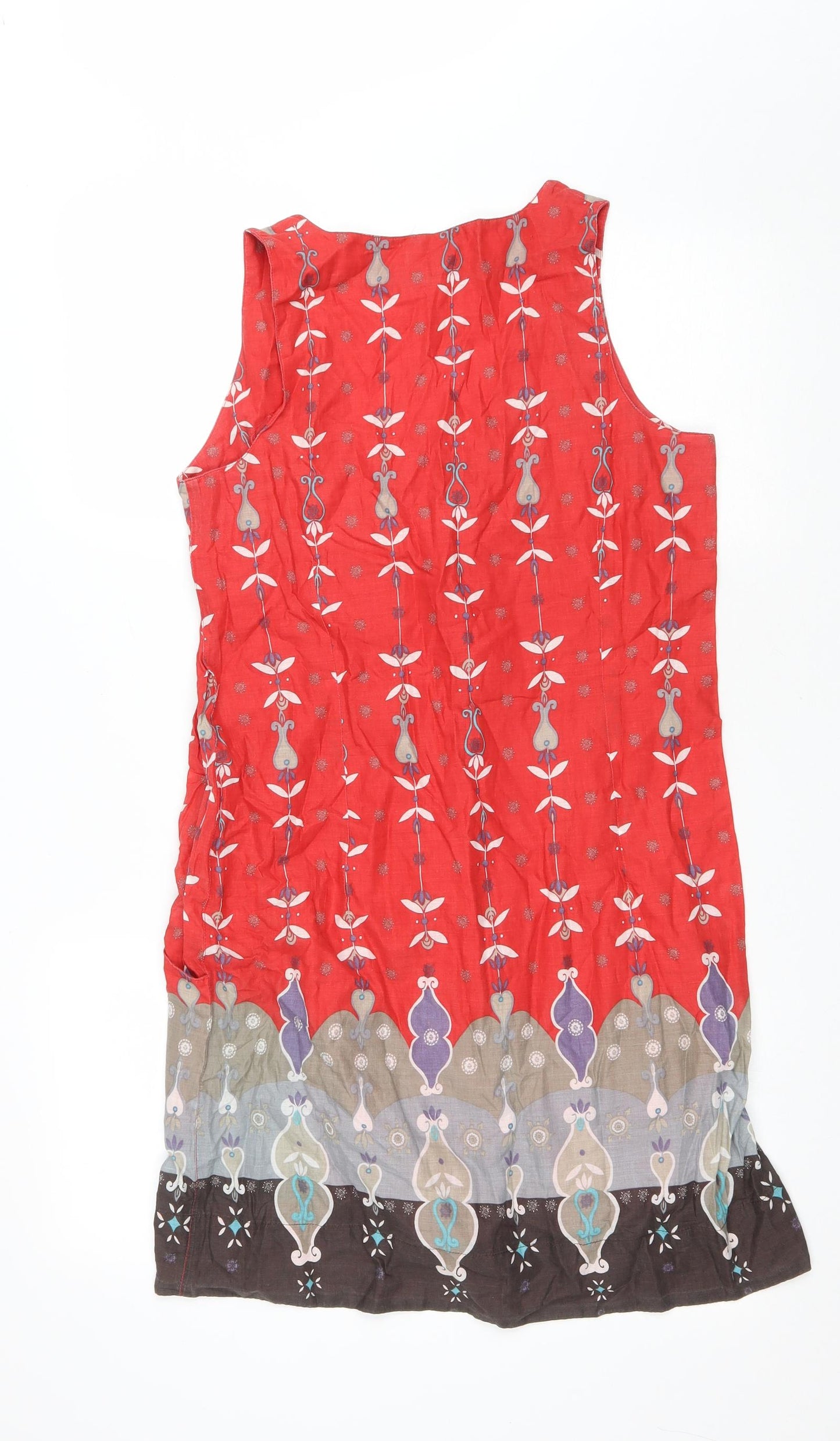 White Stuff Womens Red Floral Cotton A-Line Size 12 Scoop Neck Pullover