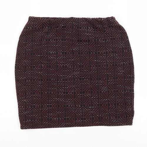 New Look Womens Purple Geometric Polyester Bandage Skirt Size 8 Drawstring