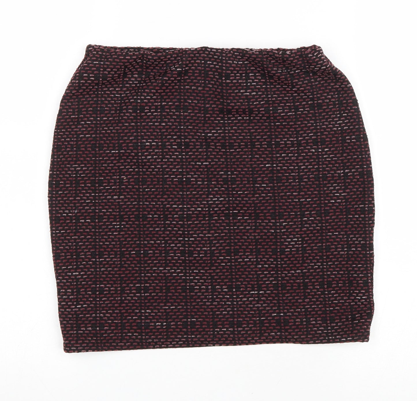New Look Womens Purple Geometric Polyester Bandage Skirt Size 8 Drawstring