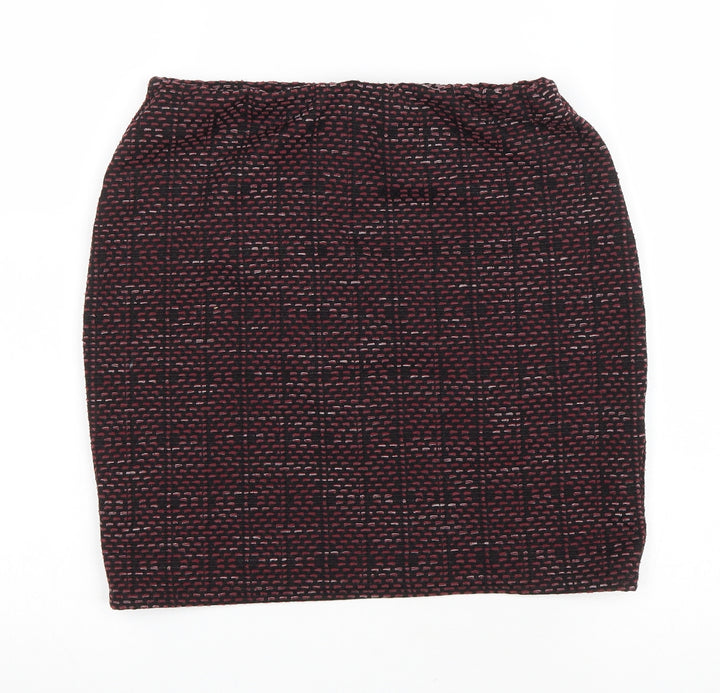 New Look Womens Purple Geometric Polyester Bandage Skirt Size 8 Drawstring
