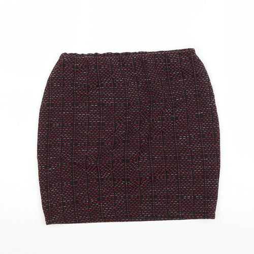 New Look Womens Purple Geometric Polyester Bandage Skirt Size 8 Drawstring