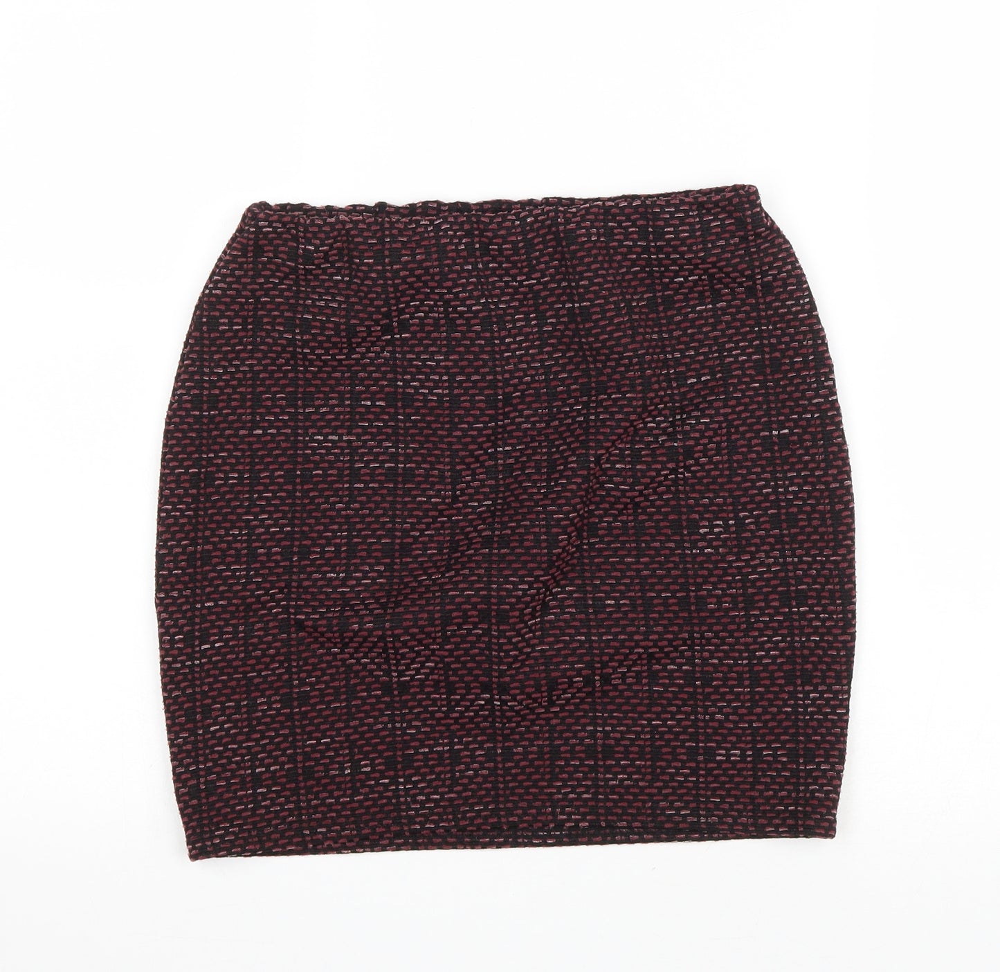 New Look Womens Purple Geometric Polyester Bandage Skirt Size 8 Drawstring