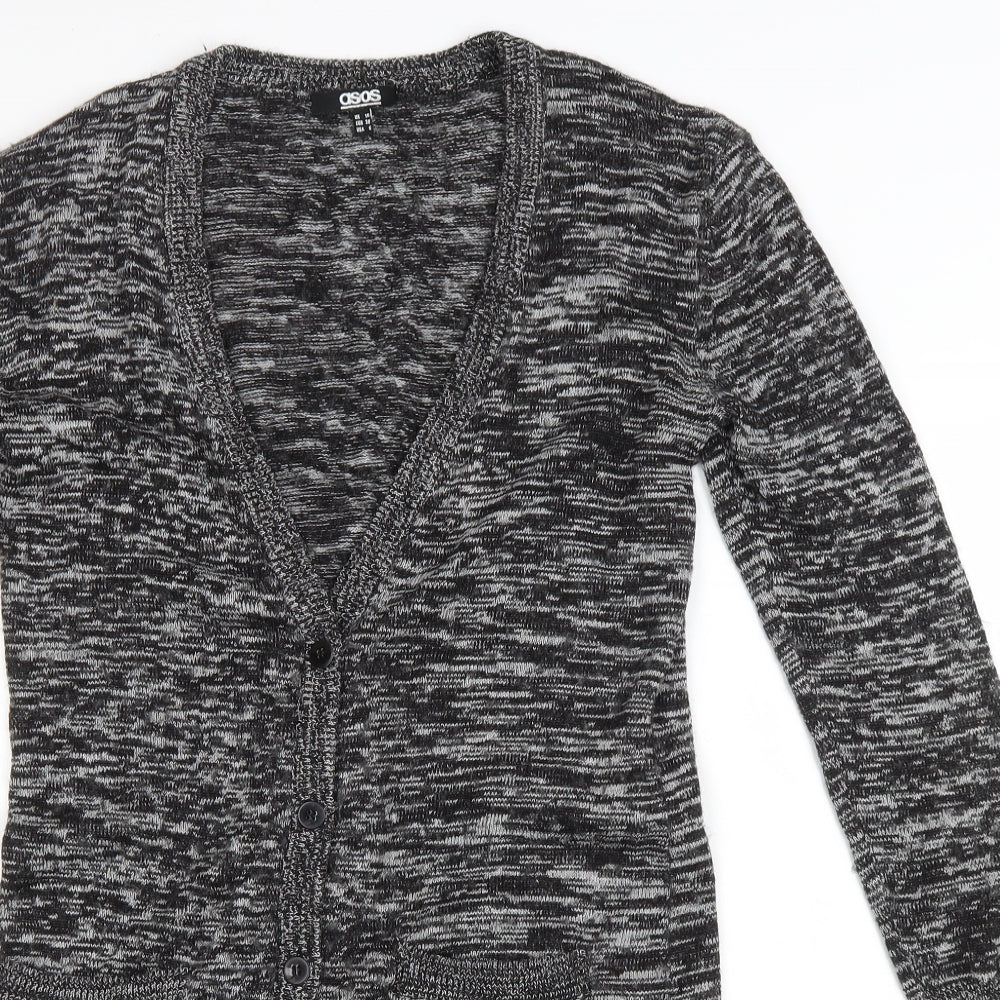 ASOS Womens Grey V-Neck Acrylic Cardigan Jumper Size 10