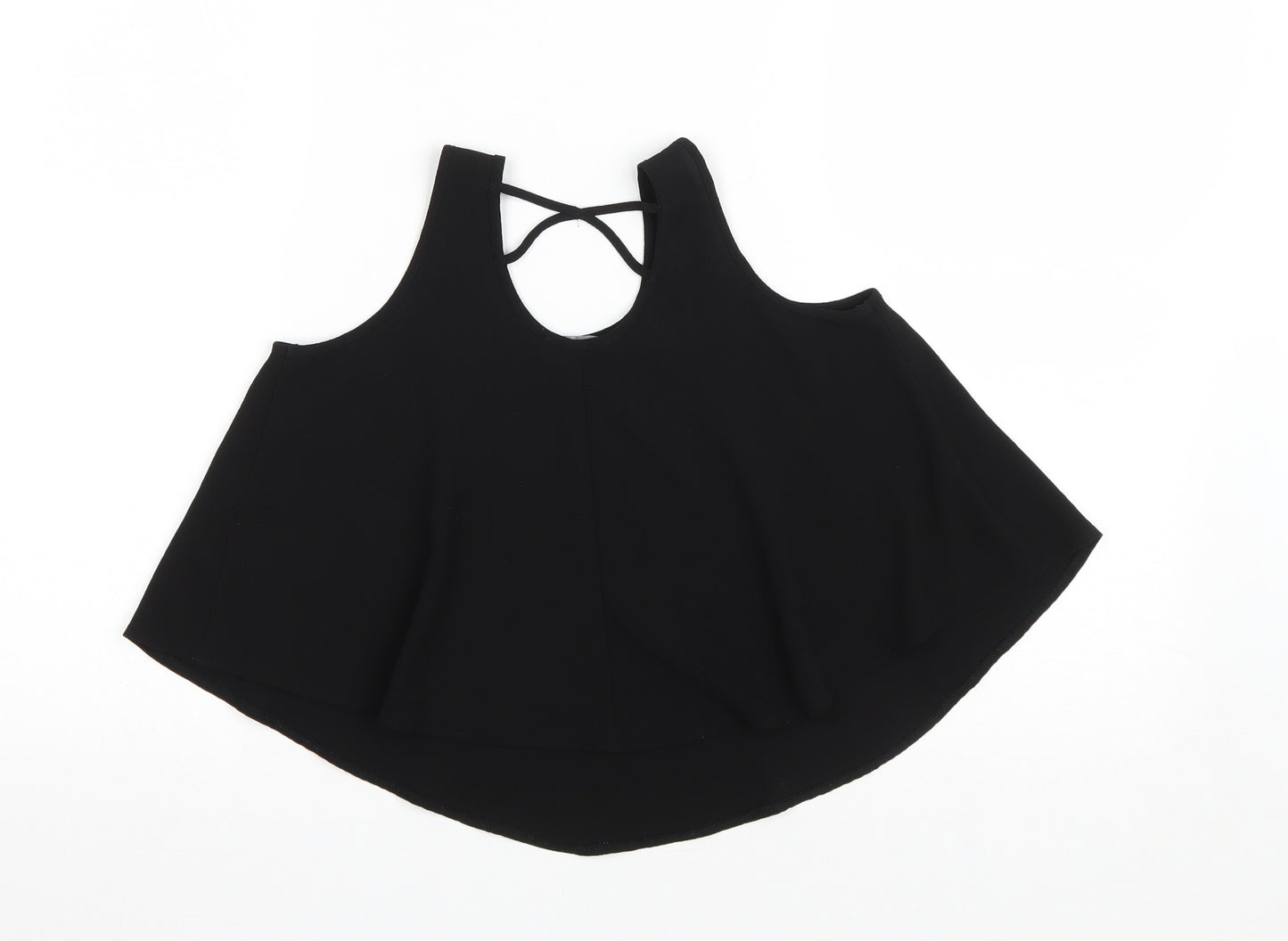 Primark Girls Black Polyester Basic Tank Size 9-10 Years Scoop Neck Pullover