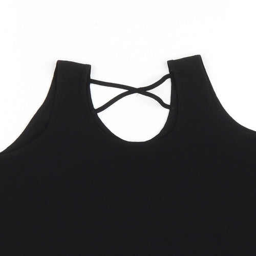 Primark Girls Black Polyester Basic Tank Size 9-10 Years Scoop Neck Pullover