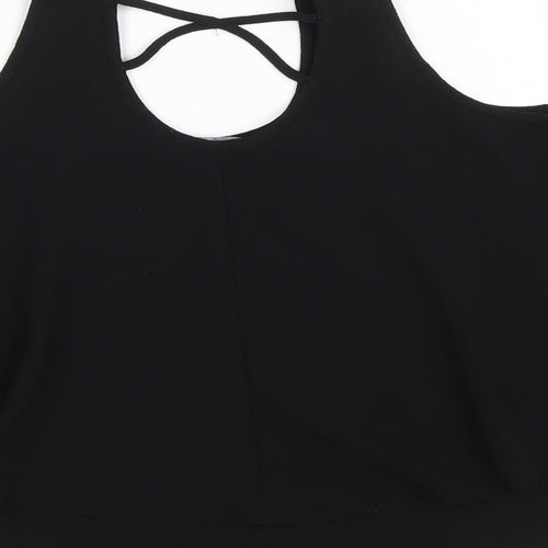 Primark Girls Black Polyester Basic Tank Size 9-10 Years Scoop Neck Pullover