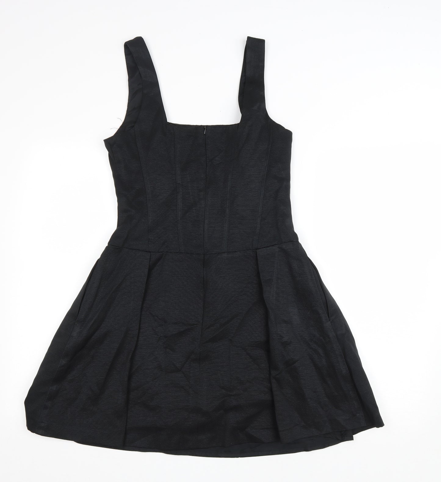 Oasis Womens Black Polyester Fit & Flare Size 10 Square Neck Zip