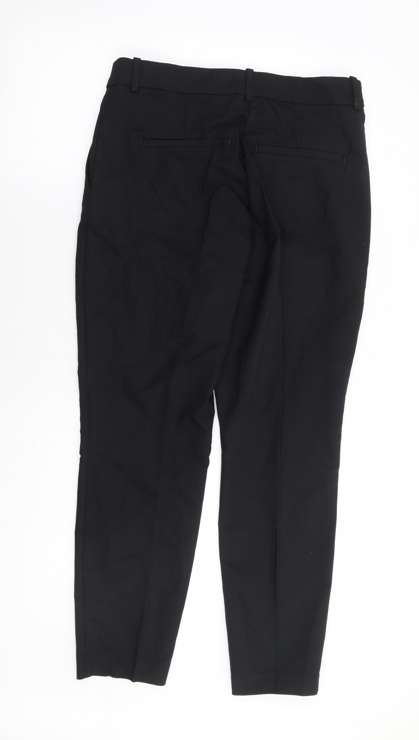H&M Womens Black Cotton Trousers Size 16 L27 in Regular Zip