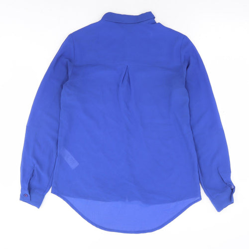 New Look Womens Blue Polyester Basic Button-Up Size 8 Collared