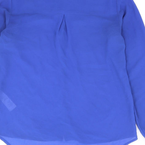 New Look Womens Blue Polyester Basic Button-Up Size 8 Collared
