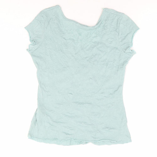 Slect Womens Green Polyester Basic T-Shirt Size 12 V-Neck