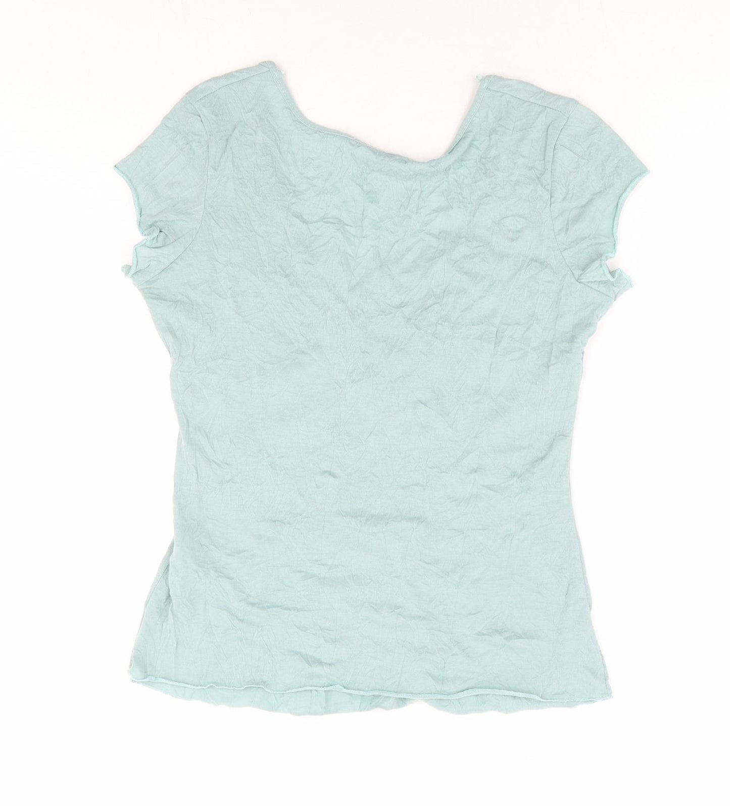 Slect Womens Green Polyester Basic T-Shirt Size 12 V-Neck