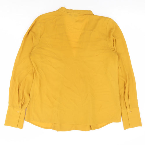 Jasper Conran Womens Yellow Polyester Basic Blouse Size 12 V-Neck