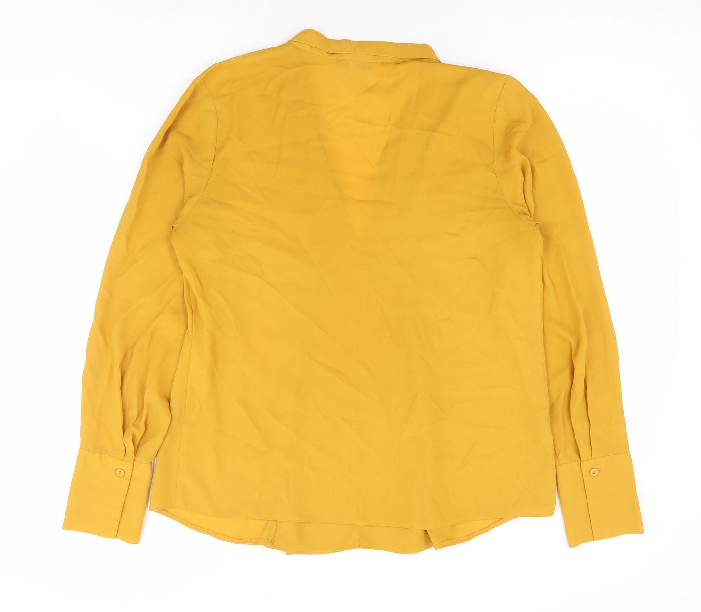Jasper Conran Womens Yellow Polyester Basic Blouse Size 12 V-Neck