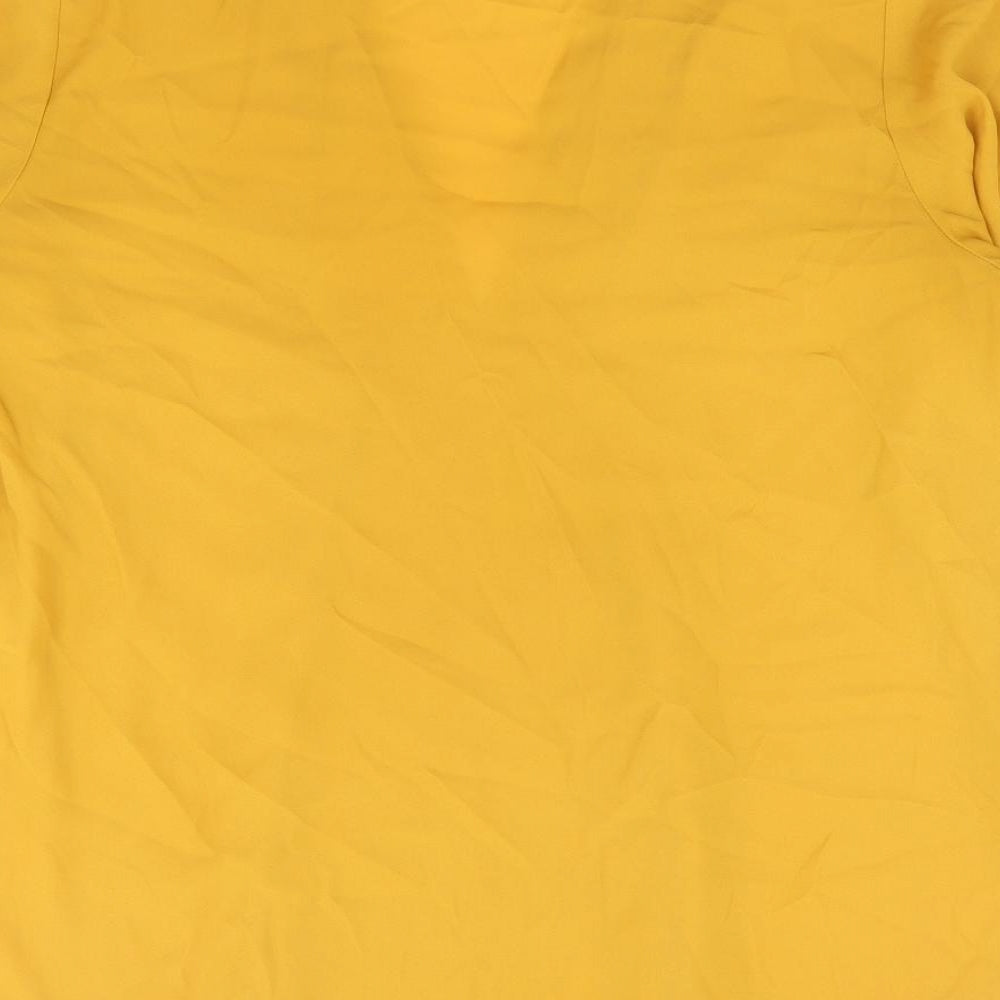 Jasper Conran Womens Yellow Polyester Basic Blouse Size 12 V-Neck