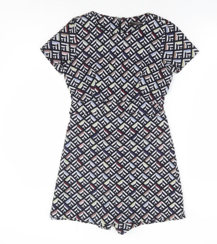 Zara Womens Multicoloured Geometric Polyester Playsuit One-Piece Size S Zip - Dress Overlay