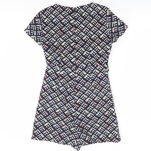 Zara Womens Multicoloured Geometric Polyester Playsuit One-Piece Size S Zip - Dress Overlay