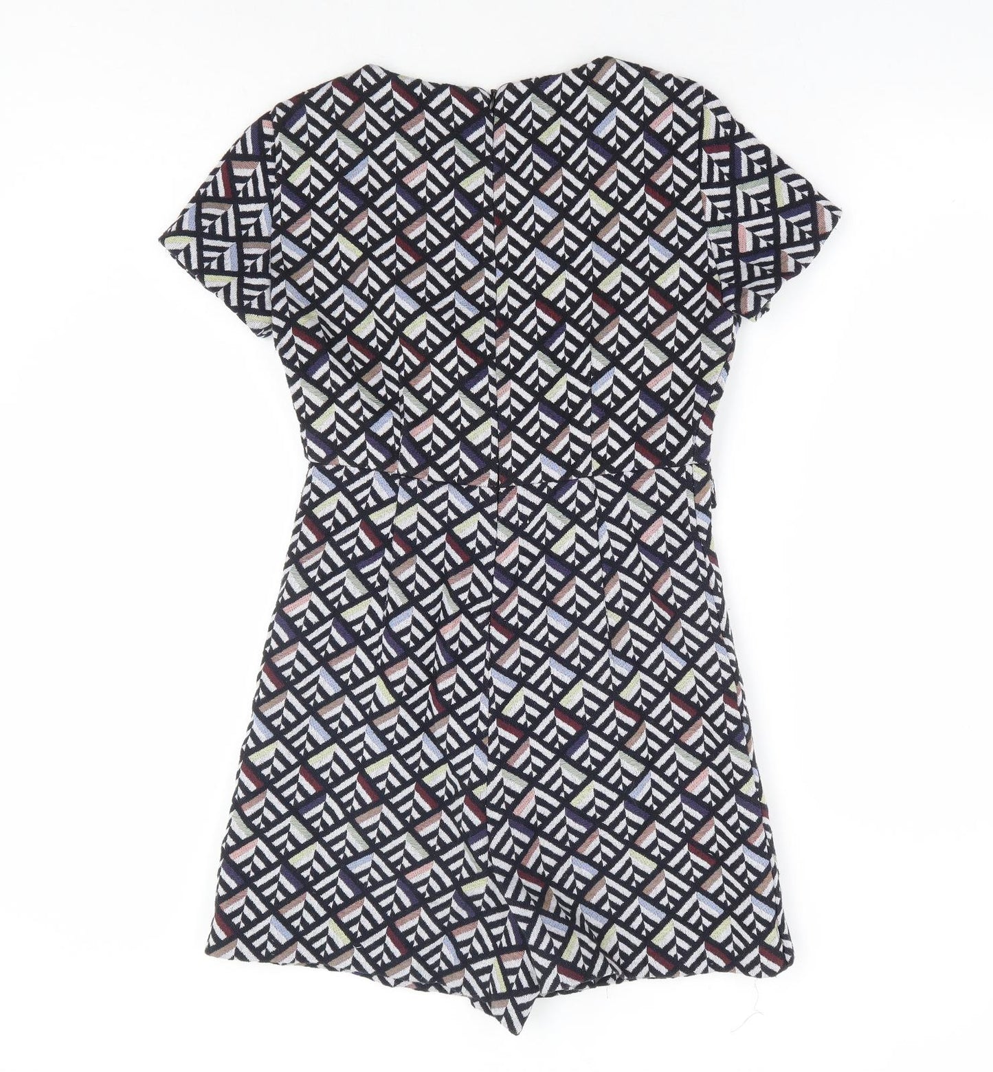 Zara Womens Multicoloured Geometric Polyester Playsuit One-Piece Size S Zip - Dress Overlay