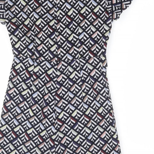 Zara Womens Multicoloured Geometric Polyester Playsuit One-Piece Size S Zip - Dress Overlay
