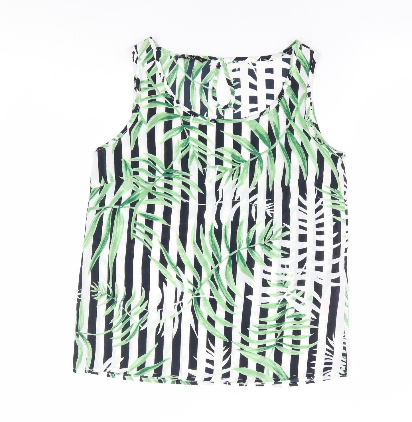 Only Womens Multicoloured Striped Polyester Basic Tank Size 8 Scoop Neck