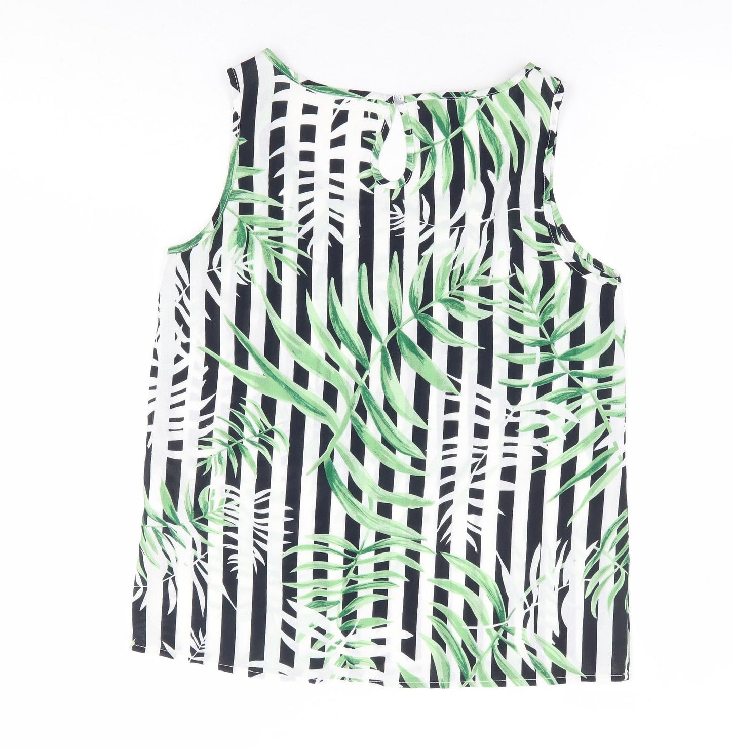 Only Womens Multicoloured Striped Polyester Basic Tank Size 8 Scoop Neck