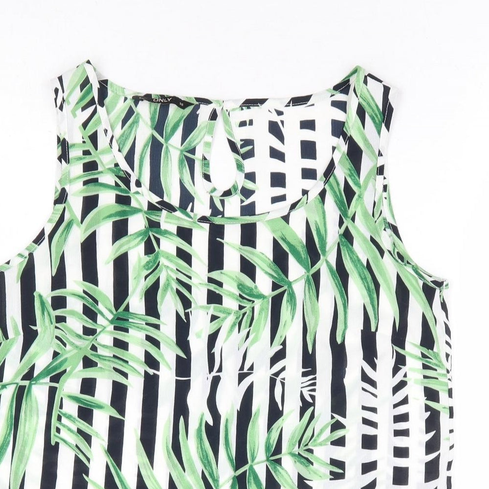 Only Womens Multicoloured Striped Polyester Basic Tank Size 8 Scoop Neck
