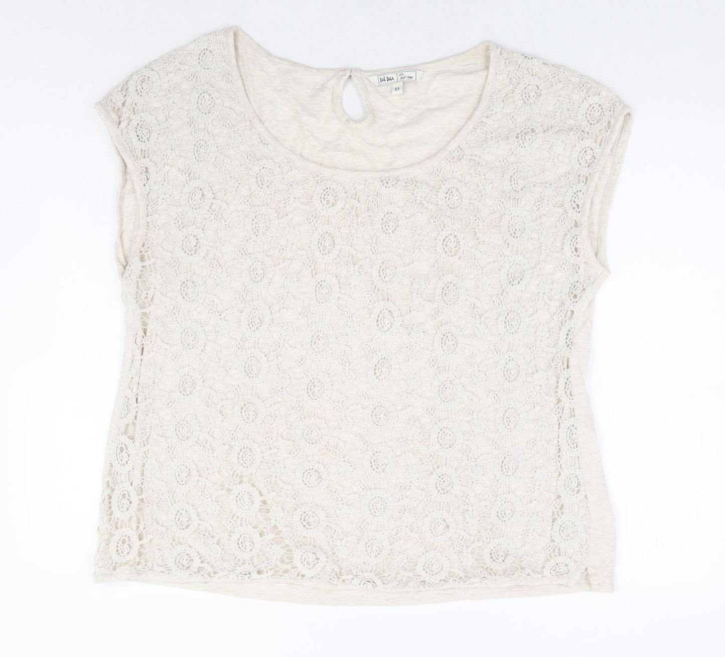 Fat Face Womens Beige 100% Cotton Basic T-Shirt Size 18 Round Neck