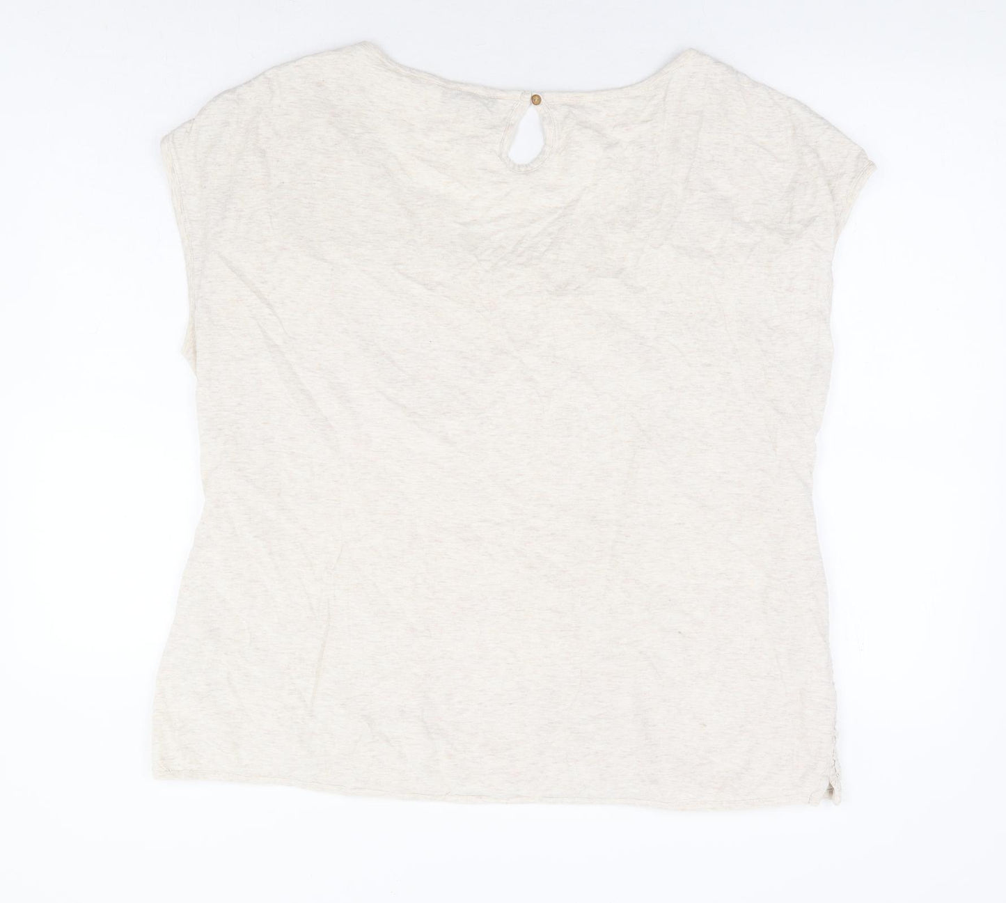 Fat Face Womens Beige 100% Cotton Basic T-Shirt Size 18 Round Neck