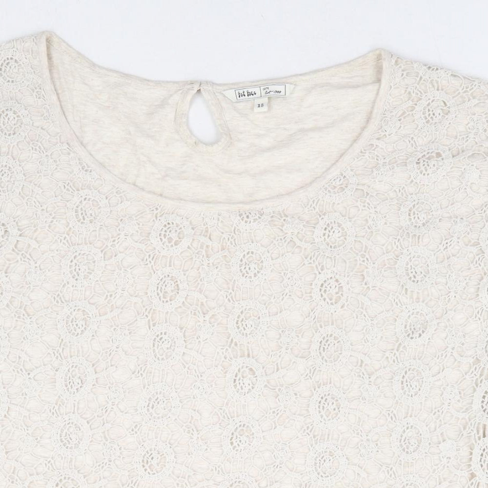 Fat Face Womens Beige 100% Cotton Basic T-Shirt Size 18 Round Neck